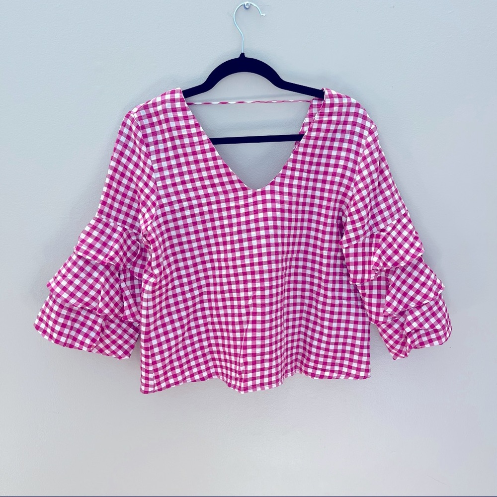 Zara Basic Ruffled Bell Sleeve Top